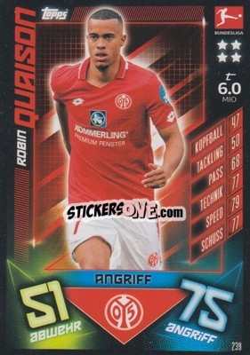 Sticker Robin Quaison - German Fussball Bundesliga 2019-2020. Match Attax n. 239 - Topps