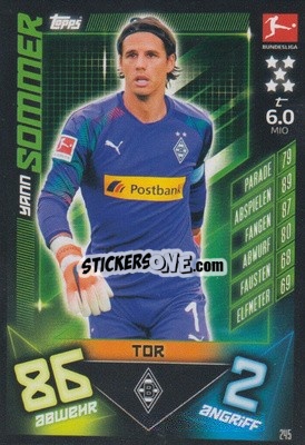 Sticker Yann Sommer - German Fussball Bundesliga 2019-2020. Match Attax - Topps