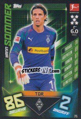 Sticker Yann Sommer - German Fussball Bundesliga 2019-2020. Match Attax n. 245 - Topps
