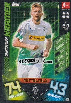 Sticker Christoph Kramer - German Fussball Bundesliga 2019-2020. Match Attax n. 253 - Topps