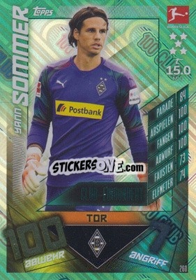 Sticker Yann Sommer - German Fussball Bundesliga 2019-2020. Match Attax n. 260 - Topps
