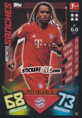 Sticker Renato Sanches - German Fussball Bundesliga 2019-2020. Match Attax n. 269 - Topps