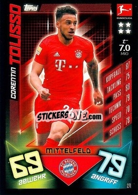 Sticker Corentin Tolisso - German Fussball Bundesliga 2019-2020. Match Attax n. 271 - Topps