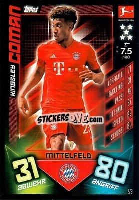 Sticker Kingsley Coman - German Fussball Bundesliga 2019-2020. Match Attax n. 273 - Topps