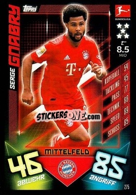 Sticker Serge Gnabry - German Fussball Bundesliga 2019-2020. Match Attax n. 275 - Topps