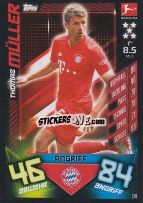 Sticker Thomas Müller - German Fussball Bundesliga 2019-2020. Match Attax n. 276 - Topps