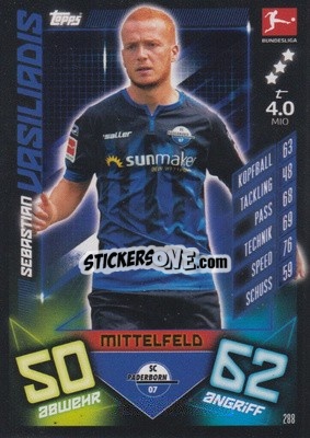 Sticker Sebastian Vasiliadis - German Fussball Bundesliga 2019-2020. Match Attax n. 288 - Topps