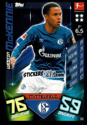 Sticker Weston McKennie - German Fussball Bundesliga 2019-2020. Match Attax n. 306 - Topps