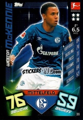 Cromo Weston McKennie - German Fussball Bundesliga 2019-2020. Match Attax - Topps