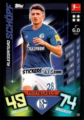 Figurina Alessandro Schöpf - German Fussball Bundesliga 2019-2020. Match Attax n. 308 - Topps