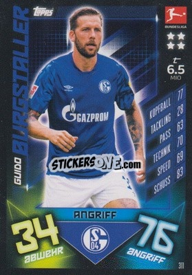 Cromo Guido Burgstaller - German Fussball Bundesliga 2019-2020. Match Attax - Topps