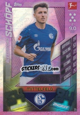 Sticker Alessandro Schöpf - German Fussball Bundesliga 2019-2020. Match Attax n. 315 - Topps