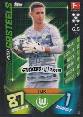 Sticker Koen Casteels - German Fussball Bundesliga 2019-2020. Match Attax - Topps