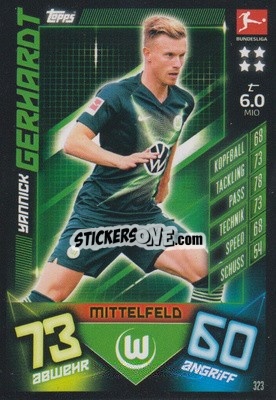 Sticker Yannick Gerhardt - German Fussball Bundesliga 2019-2020. Match Attax n. 323 - Topps