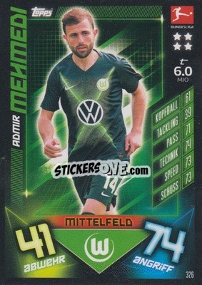 Sticker Admir Mehmedi - German Fussball Bundesliga 2019-2020. Match Attax n. 326 - Topps