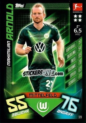 Sticker Maximilian Arnold - German Fussball Bundesliga 2019-2020. Match Attax n. 328 - Topps