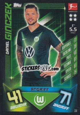 Sticker Daniel Ginczek - German Fussball Bundesliga 2019-2020. Match Attax - Topps