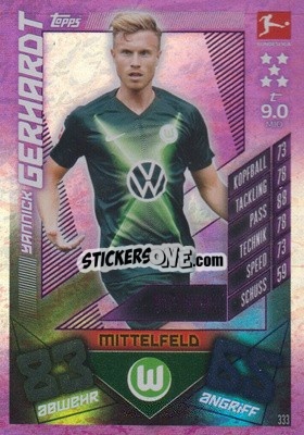Sticker Yannick Gerhardt - German Fussball Bundesliga 2019-2020. Match Attax n. 333 - Topps