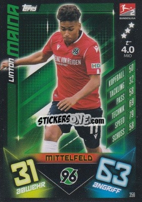 Sticker Linton Maina - German Fussball Bundesliga 2019-2020. Match Attax n. 356 - Topps