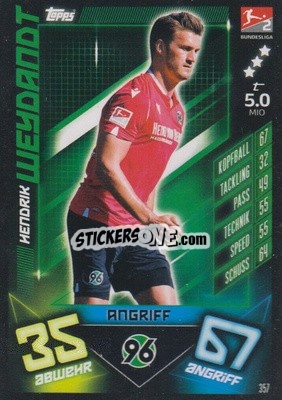 Sticker Hendrik Weydandt - German Fussball Bundesliga 2019-2020. Match Attax - Topps