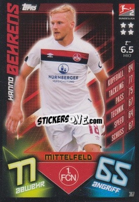 Sticker Hanno Behrens - German Fussball Bundesliga 2019-2020. Match Attax - Topps