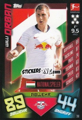 Sticker Willi Orban - German Fussball Bundesliga 2019-2020. Match Attax - Topps