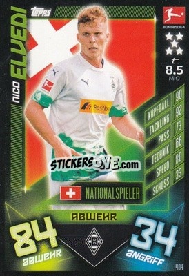 Sticker Nico Elvedi - German Fussball Bundesliga 2019-2020. Match Attax n. 404 - Topps