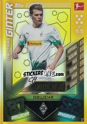 Sticker Matthias Ginter - German Fussball Bundesliga 2019-2020. Match Attax n. LE7 - Topps