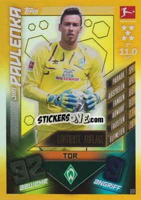 Sticker Jirí Pavlenka - German Fussball Bundesliga 2019-2020. Match Attax n. LE11 - Topps