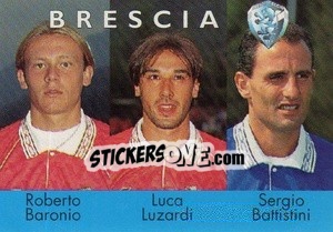 Sticker Roberto Baronio / Luca Luzardi / Sergio Battistini - Calcioflash 1996 - Euroflash