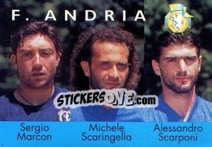 Sticker Sergio Marcon / Michele Scaringellla / Alessandro Scarponi - Calcioflash 1996 n. 349 - Euroflash