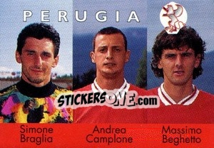 Cromo Simone Braglia / Andrea Camplone / Massimo Beghetto - Calcioflash 1996 - Euroflash
