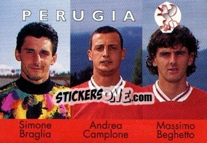Sticker Simone Braglia / Andrea Camplone / Massimo Beghetto - Calcioflash 1996 n. 369 - Euroflash