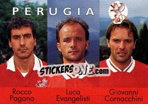 Sticker Rocco Pagano / Luca Evangelisti / Giovanni Cornacchini - Calcioflash 1996 - Euroflash