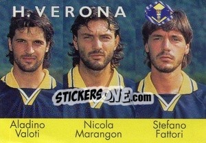 Sticker Aladino Valoti / Nicola Marangon / Stefano Fattori - Calcioflash 1996 n. 398 - Euroflash