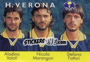 Sticker Aladino Valoti / Nicola Marangon / Stefano Fattori - Calcioflash 1996 - Euroflash