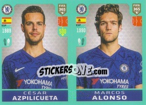Sticker César Azpilicueta / Marcos Alonso - FIFA 365 2020. 442 stickers version n. 7 - Panini