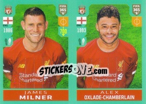 Sticker James Milner / Alex Oxlade-Chamberlain - FIFA 365 2020. 442 stickers version - Panini