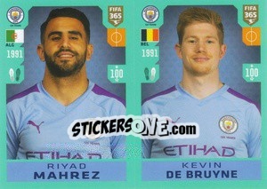 Sticker Riyad Mahrez / Kevin De Bruyne - FIFA 365 2020. 442 stickers version n. 44 - Panini