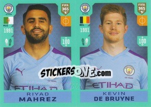 Sticker Riyad Mahrez / Kevin De Bruyne - FIFA 365 2020. 442 stickers version - Panini