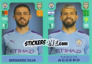 Sticker Bernardo Silva / Sergio Agüero - FIFA 365 2020. 442 stickers version n. 49 - Panini