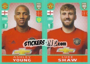 Sticker Ashley Young / Luke Shaw - FIFA 365 2020. 442 stickers version n. 56 - Panini