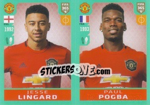 Sticker Jesse Lingard / Paul Pogba - FIFA 365 2020. 442 stickers version - Panini