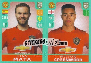 Sticker Juan Mata / Mason Greenwood - FIFA 365 2020. 442 stickers version n. 65 - Panini