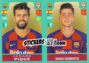 Sticker Gerard Piqué / Sergi Roberto - FIFA 365 2020. 442 stickers version - Panini