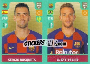 Sticker Sergio Busquets / Arthur - FIFA 365 2020. 442 stickers version n. 91 - Panini