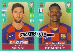 Sticker Lionel Messi / Ousmane Dembélé - FIFA 365 2020. 442 stickers version n. 97 - Panini