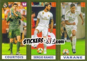 Sticker Courtois / Sergio Ramos / Varane - FIFA 365 2020. 442 stickers version n. 110 - Panini