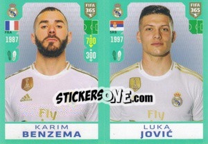 Sticker Karim Benzema / Luka Jovic - FIFA 365 2020. 442 stickers version n. 115 - Panini