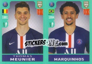 Sticker Thomas Meunier / Marquinhos - FIFA 365 2020. 442 stickers version n. 135 - Panini